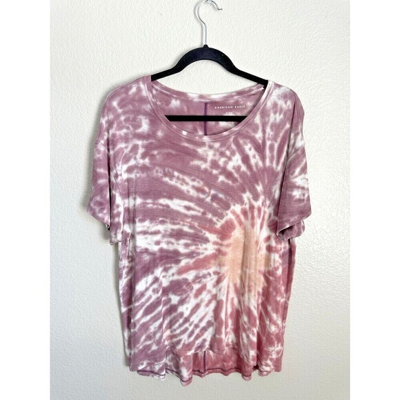 American Eagle Shirt Tie Dye Women's Size Medium Short Sleeve Crew Neck Light - Picture 1 of 6